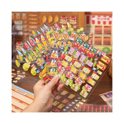 Thème de stockage alimentaire | Livre de scène Série 4.0 | Livre d'autocollants, Scène d'autocollants, Autocollants de scène miniature 3D, Autocollants DIY anti-stress, Autocollants de mise en scène
