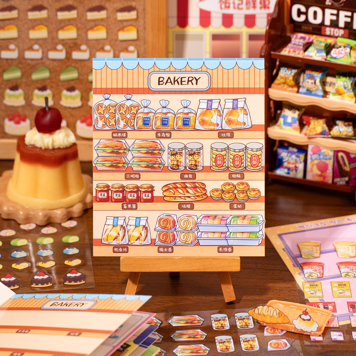 Thème de stockage alimentaire | Livre de scène Série 4.0 | Livre d'autocollants, Scène d'autocollants, Autocollants de scène miniature 3D, Autocollants DIY anti-stress, Autocollants de mise en scène