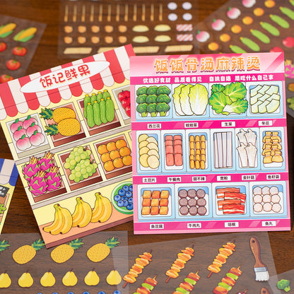 Thème de stockage alimentaire | Livre de scène Série 4.0 | Livre d'autocollants, Scène d'autocollants, Autocollants de scène miniature 3D, Autocollants DIY anti-stress, Autocollants de mise en scène