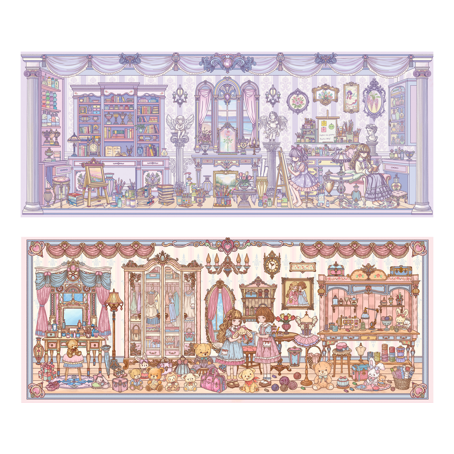 Thème Fille | Grande Taille | Série Monde des Scènes 14.0 | Autocollants de Scène DIY, Autocollants de Scène Miniature 3D, Autocollants DIY Anti-Stress, Autocollants de Mise en Scène, Autocollants DIY