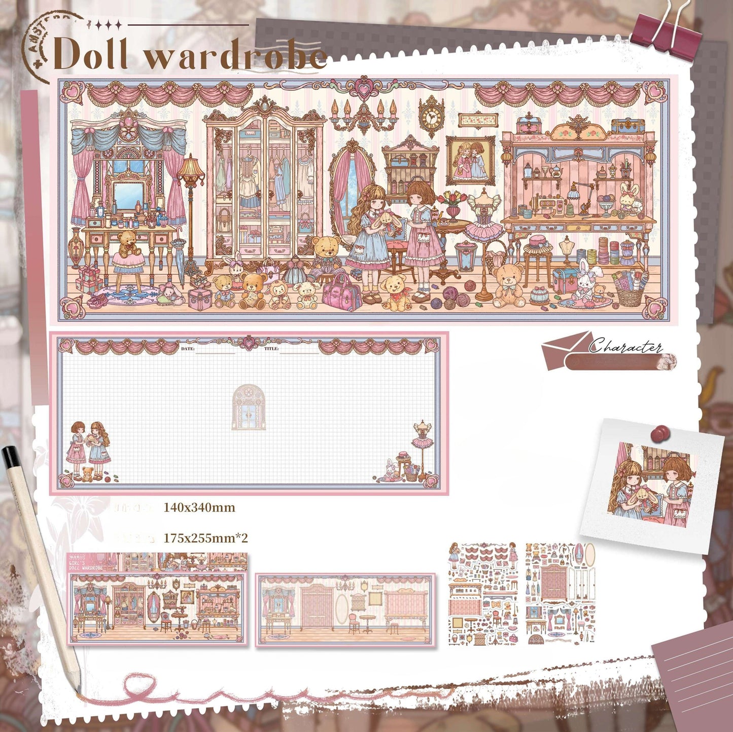 Thème Fille | Grande Taille | Série Monde des Scènes 14.0 | Autocollants de Scène DIY, Autocollants de Scène Miniature 3D, Autocollants DIY Anti-Stress, Autocollants de Mise en Scène, Autocollants DIY