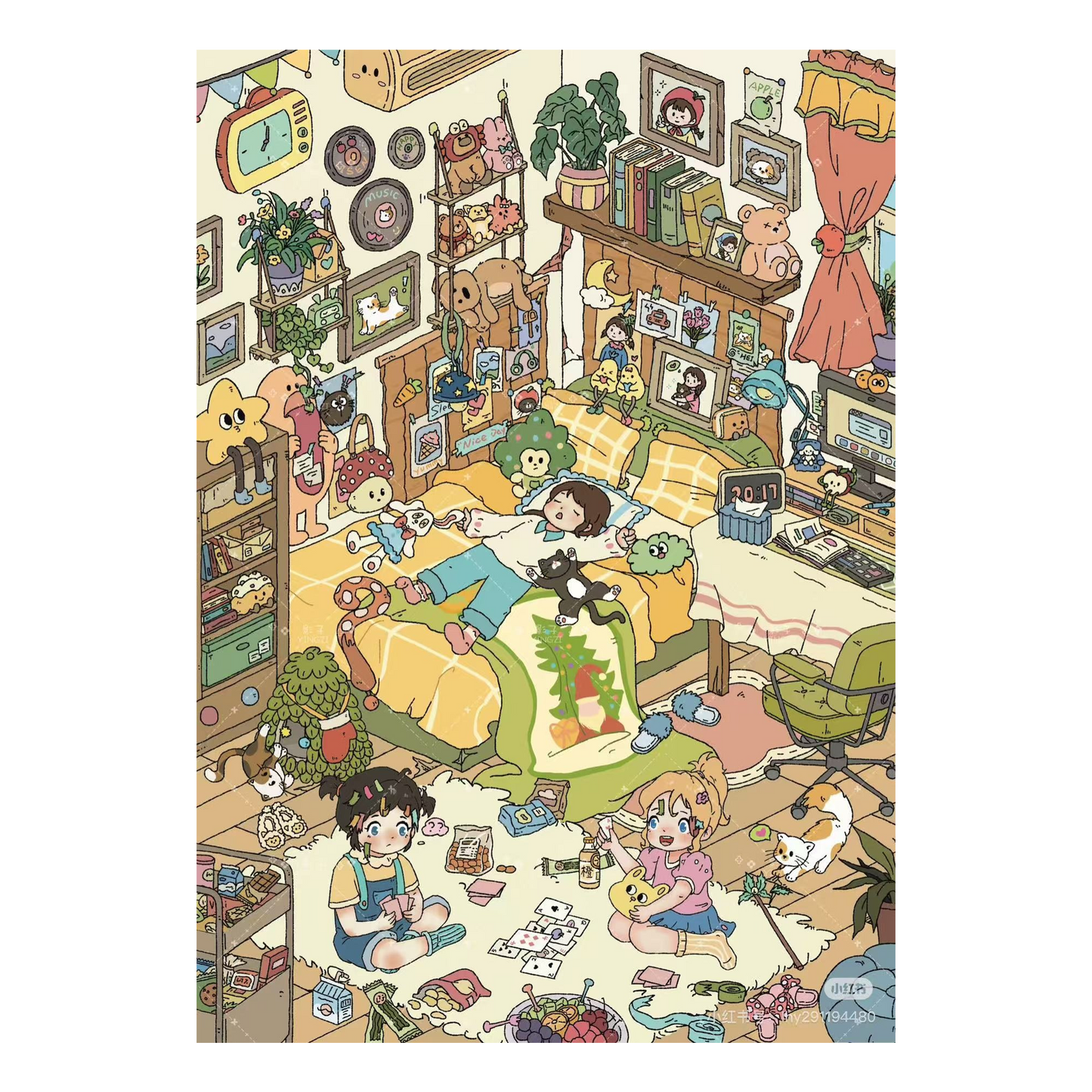 Rêverie de jeune fille | Série Scene Joy 12.0 | Scène en autocollants, Autocollants de scène miniature 3D, Autocollants DIY anti-stress, Autocollants de mise en scène, Autocollants DIY