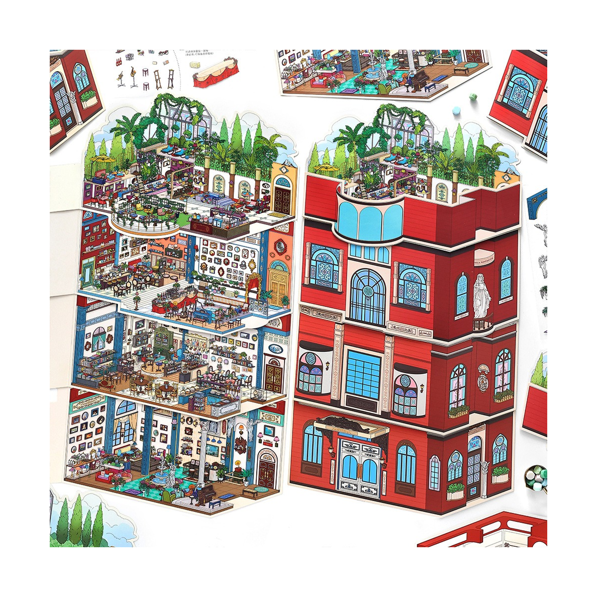 Grand Hotel Roma | Duży rozmiar | Seria Dziś Otwarte 20.0 | Sceneria naklejkowa, Naklejki z miniaturowymi scenami 3D, Naklejki DIY odstresowujące, Naklejki do tworzenia scenerii, Naklejki DIY