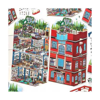 Grand Hotel Roma | Duży rozmiar | Seria Dziś Otwarte 20.0 | Sceneria naklejkowa, Naklejki z miniaturowymi scenami 3D, Naklejki DIY odstresowujące, Naklejki do tworzenia scenerii, Naklejki DIY