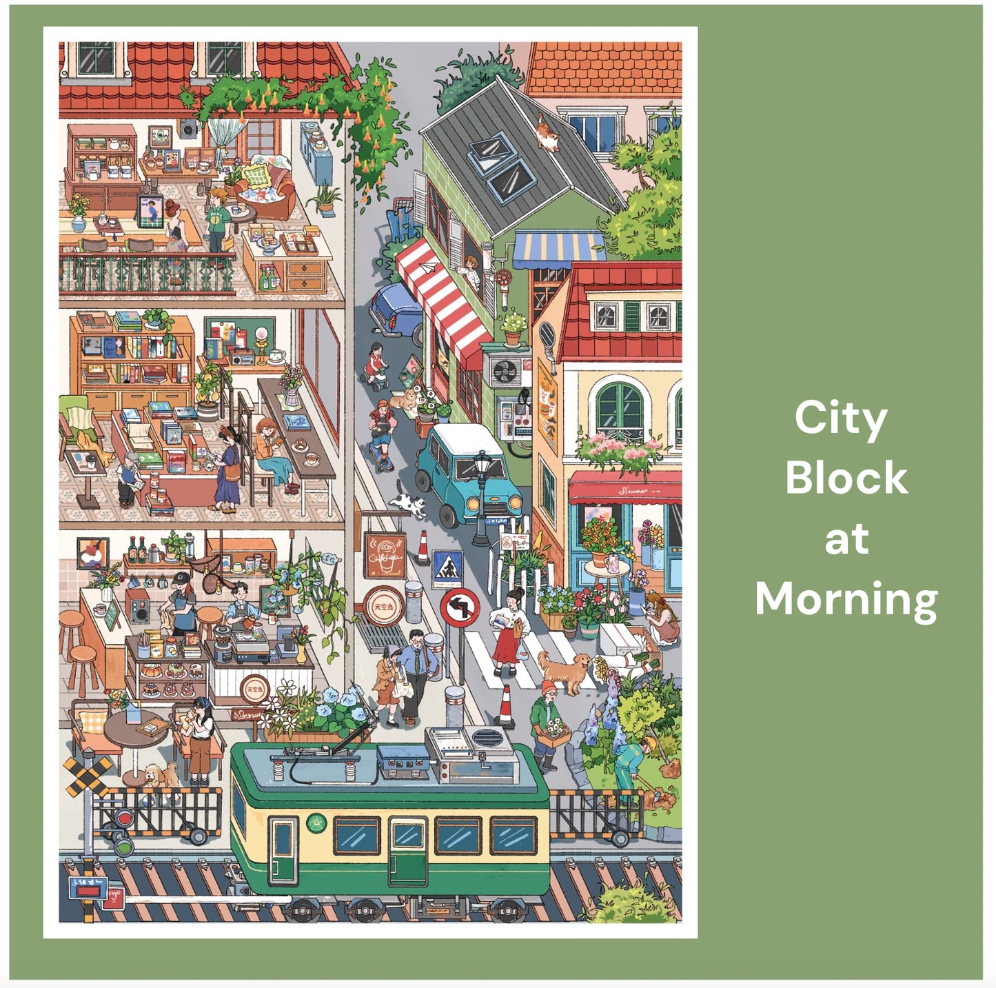 Ein Tag auf dem Stadtplatz | Pocket Scene Serie 14.0 | Sticker Szene, 3D Miniatur-Szenen Sticker, Stressabbau DIY Sticker, Szenen-Gestaltung Sticker, DIY Sticker