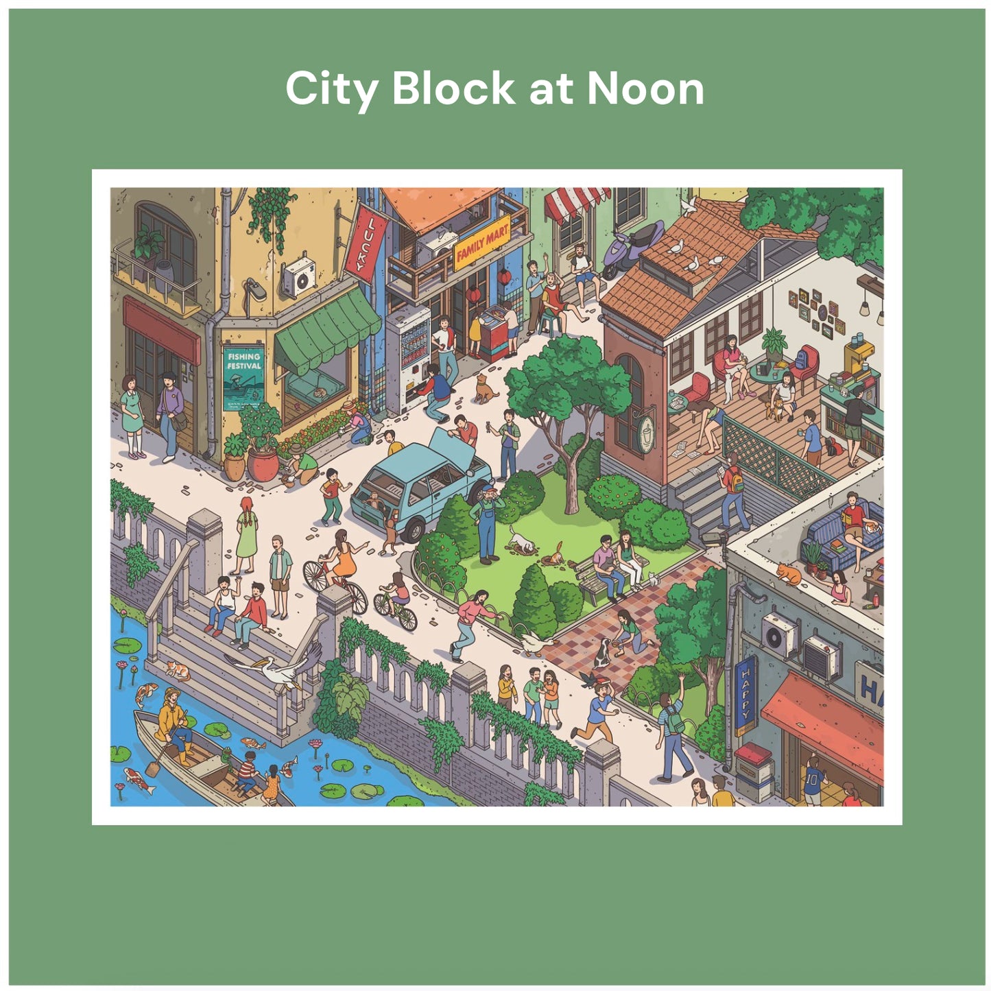 Ein Tag auf dem Stadtplatz | Pocket Scene Serie 14.0 | Sticker Szene, 3D Miniatur-Szenen Sticker, Stressabbau DIY Sticker, Szenen-Gestaltung Sticker, DIY Sticker