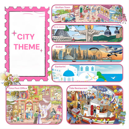 City Theme | Pocket Scene Series 16.0 | Sticker Scene, 3D Miniature Scene Stickers, Stress-Relief DIY Stickers, Scene-Setting Stickers, DIY Stickers