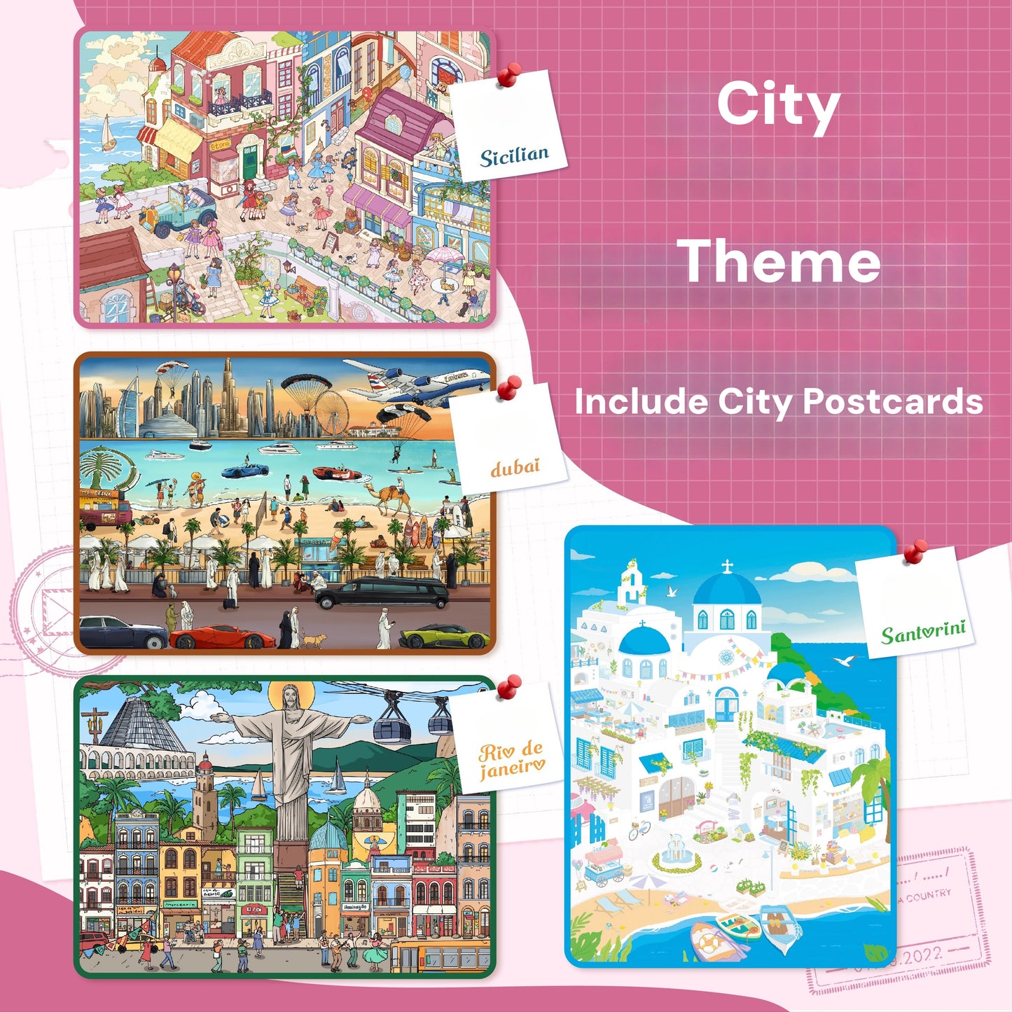 City Theme | Pocket Scene Series 16.0 | Sticker Scene, 3D Miniature Scene Stickers, Stress-Relief DIY Stickers, Scene-Setting Stickers, DIY Stickers