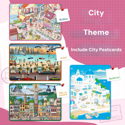 City Theme | Pocket Scene Series 16.0 | Sticker Scene, 3D Miniature Scene Stickers, Stress-Relief DIY Stickers, Scene-Setting Stickers, DIY Stickers