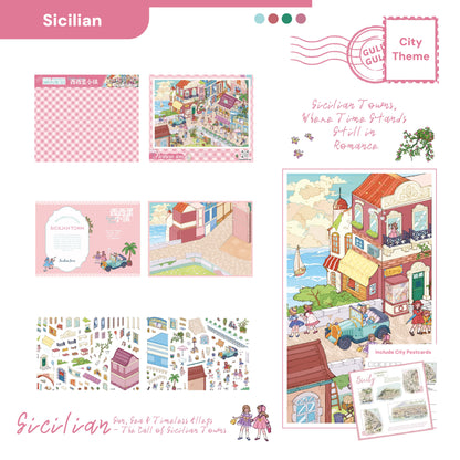 City Theme | Pocket Scene Series 16.0 | Sticker Scene, 3D Miniature Scene Stickers, Stress-Relief DIY Stickers, Scene-Setting Stickers, DIY Stickers