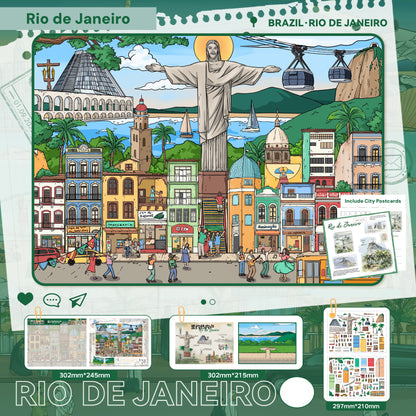 City Theme | Pocket Scene Series 16.0 | Sticker Scene, 3D Miniature Scene Stickers, Stress-Relief DIY Stickers, Scene-Setting Stickers, DIY Stickers