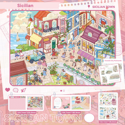 City Theme | Pocket Scene Series 16.0 | Sticker Scene, 3D Miniature Scene Stickers, Stress-Relief DIY Stickers, Scene-Setting Stickers, DIY Stickers