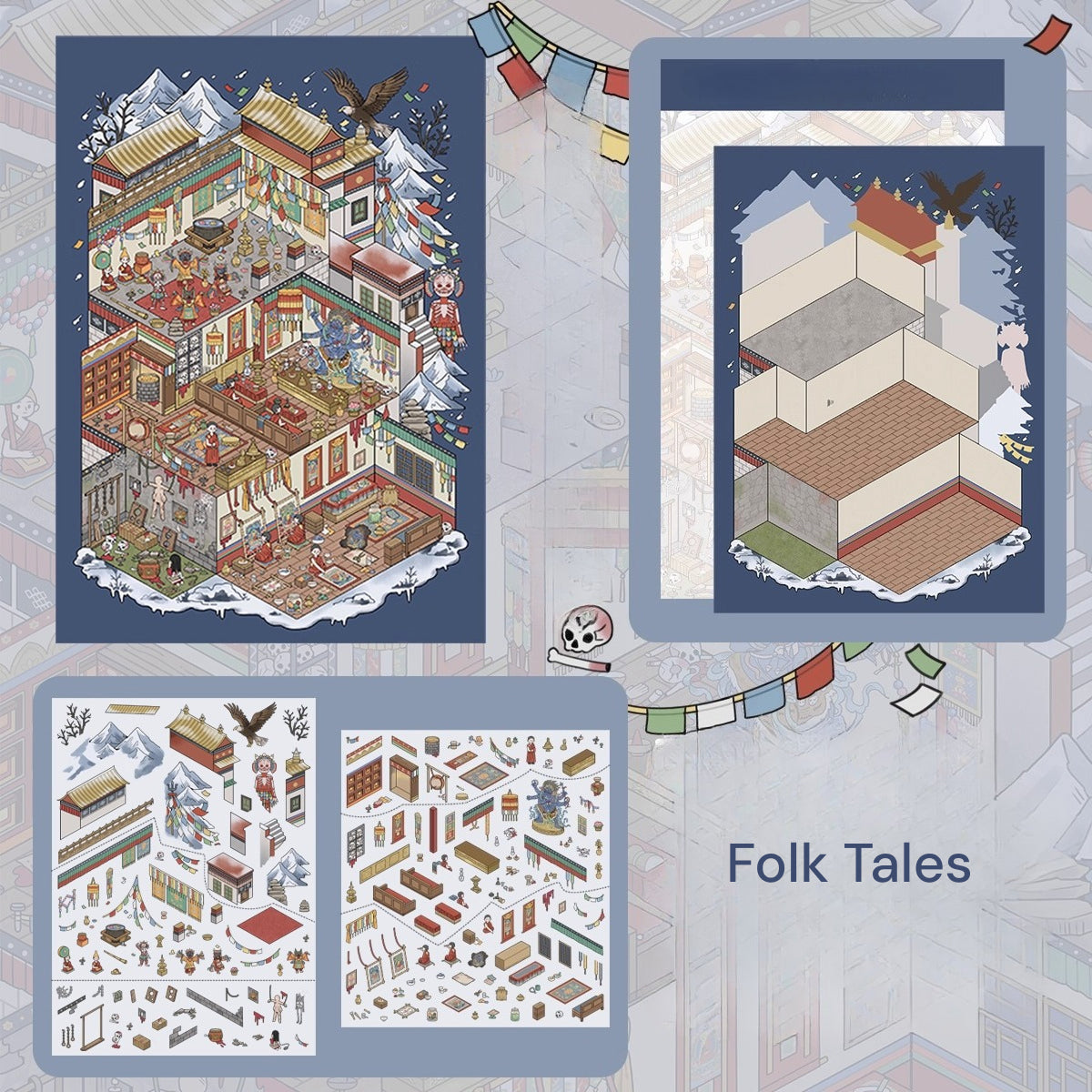 호러 테마 | 씬 월드 12.0 시리즈 | DIY 스티커 장면, 3D 미니어처 장면 스티커, 스트레스 해소 DIY 스티커, 장면 설정 스티커, DIY 스티커