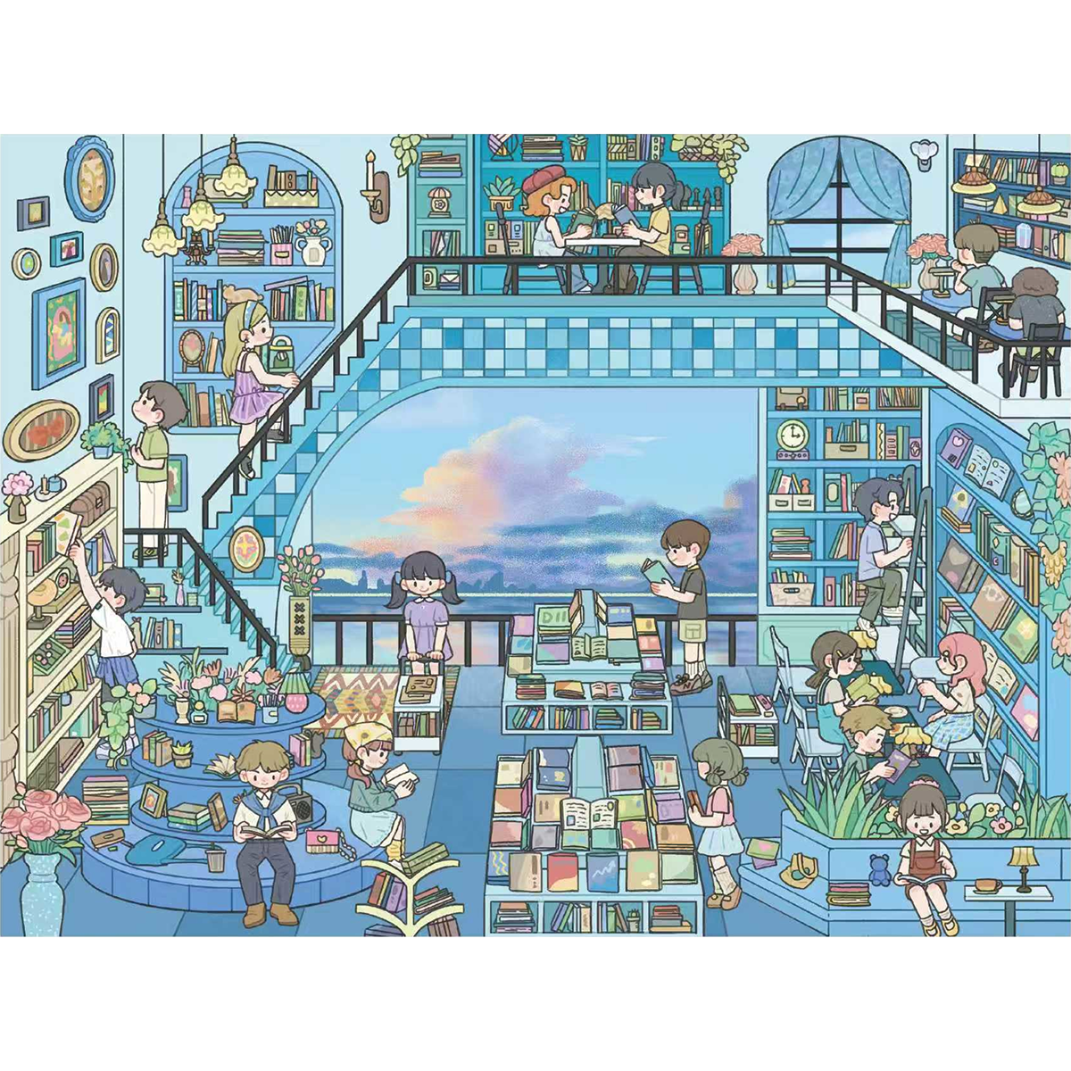 Café du Coucher de Soleil | Série Scene Time 17.0, Scène autocollante, Autocollants de scène miniature 3D, Autocollants DIY anti-stress, Autocollants de mise en scène, Autocollants DIY