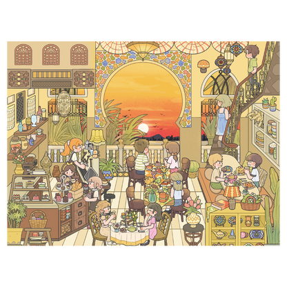 Café du Coucher de Soleil | Série Scene Time 17.0, Scène autocollante, Autocollants de scène miniature 3D, Autocollants DIY anti-stress, Autocollants de mise en scène, Autocollants DIY