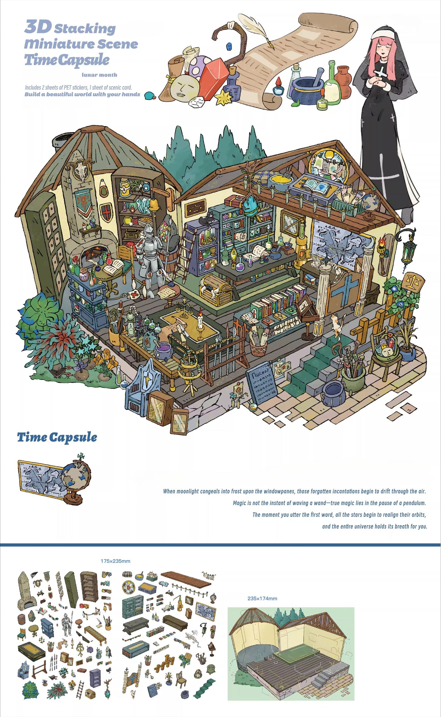 Kapsuła czasu | Scene Garden 11.0 Seria | Naklejki Sceniczne, 3D Miniatury Scen, Naklejki Antystresowe DIY, Naklejki do Tworzenia Scen, Naklejki DIY