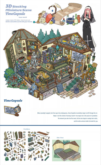 Kapsuła czasu | Scene Garden 11.0 Seria | Naklejki Sceniczne, 3D Miniatury Scen, Naklejki Antystresowe DIY, Naklejki do Tworzenia Scen, Naklejki DIY