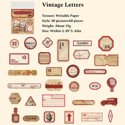 Daily Label Series Vintage Scrapbooking Stickers, 60psc, Junk Journal Stickers,Writable Paper Stickers