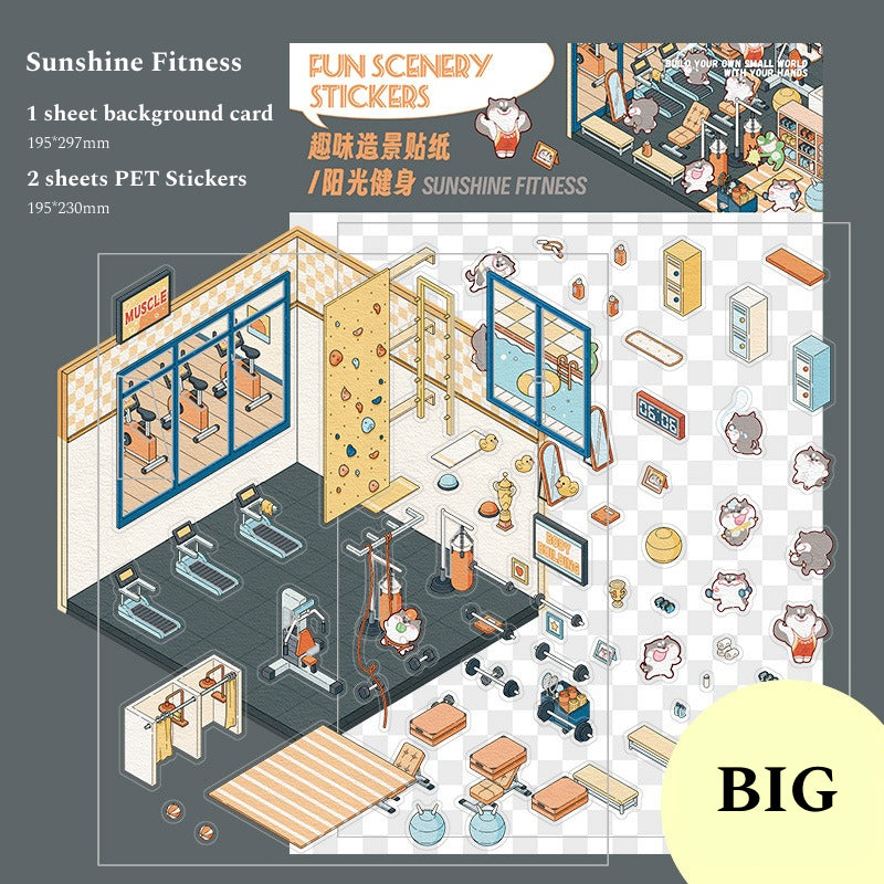 Big Size, 3D Miniature Scene Stickers, DIY Scene Stickers, Scene-setting stickers