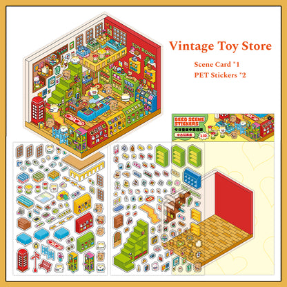 Open Today Series 2.0 | Sticker Scene, 3D Miniature Scene Stickers, Stress-relief DIY stickers, Scene-setting Stickers