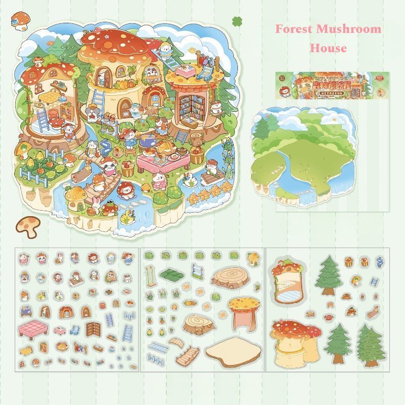Meow Meow 1.0 Series, Cat Sticker Scene, 3D Miniature Scene Stickers, stress - relief DIY stickers, Scene - setting Stickers - YYBB ART