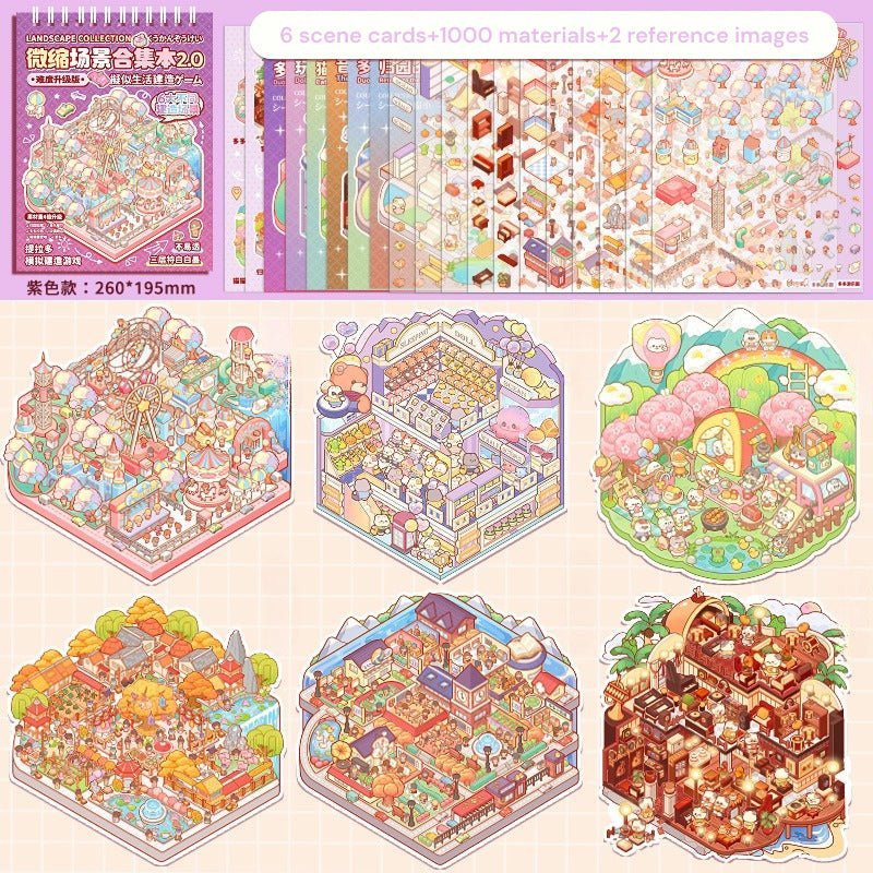 Sticker Scene Book | Landscape Collection 2.0 Series | Larger Size | Sticker Book, Sticker Scene, 3D Miniature Scene Stickers, Stress - relief DIY stickers, Scene - setting Stickers - YYBB ART