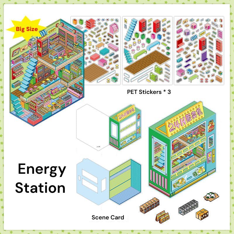 Open Today Series 7.0 | With Foldable Cover | Big Size | Sticker Scene, 3D Miniature Scene Stickers, Stress - relief DIY stickers, Scene - setting Stickers - YYBB ART