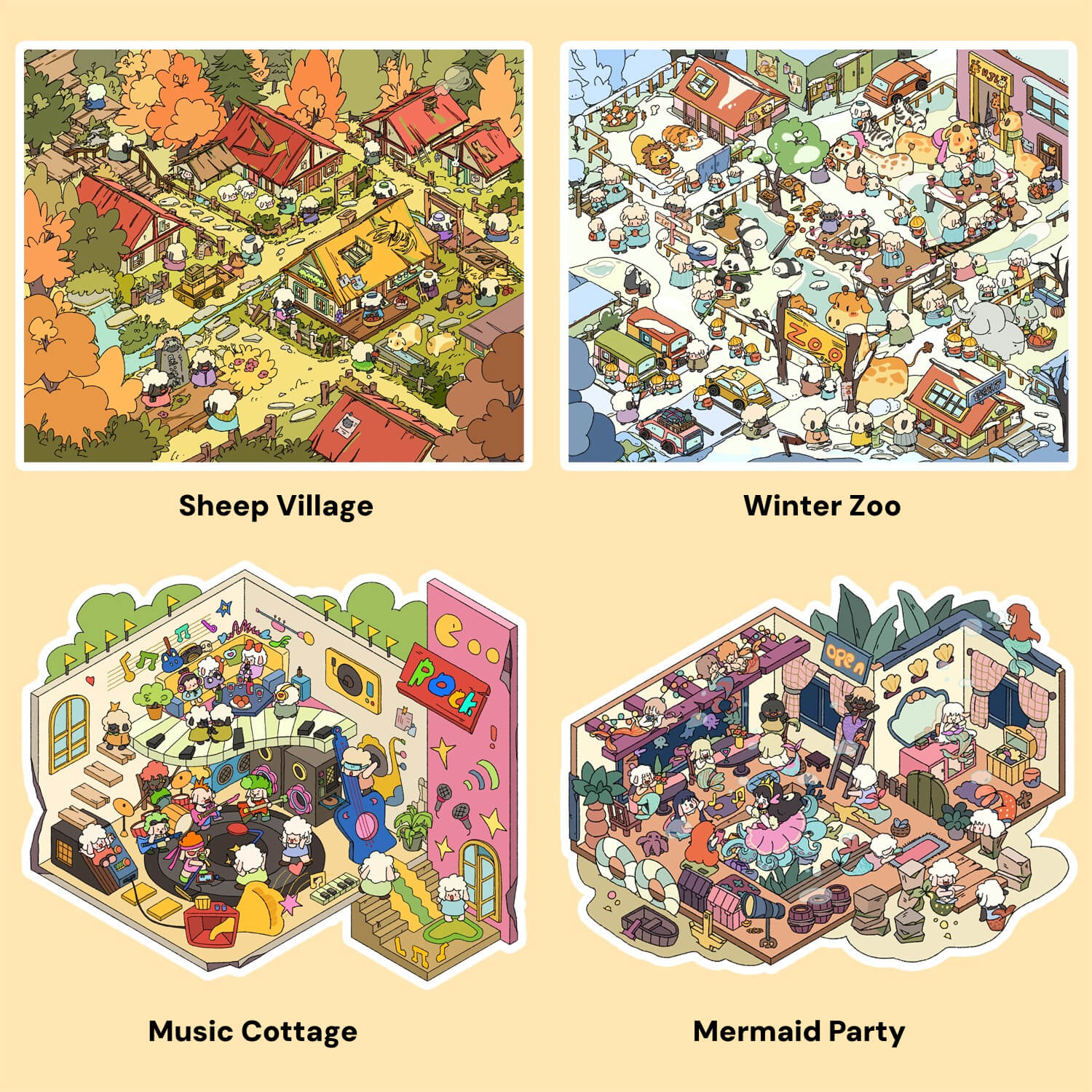 Funny Scenery Series | Big Collection | Sticker Scene, 3D Miniature Scene Stickers, Stress - relief DIY stickers, Scene - setting Stickers - YYBB ART