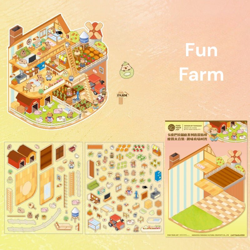 Capybara Theme | Scene Joy Series 1.0 | Sticker Scene, 3D Miniature Scene Stickers, stress - relief DIY stickers, Scene - setting Stickers - YYBB ART