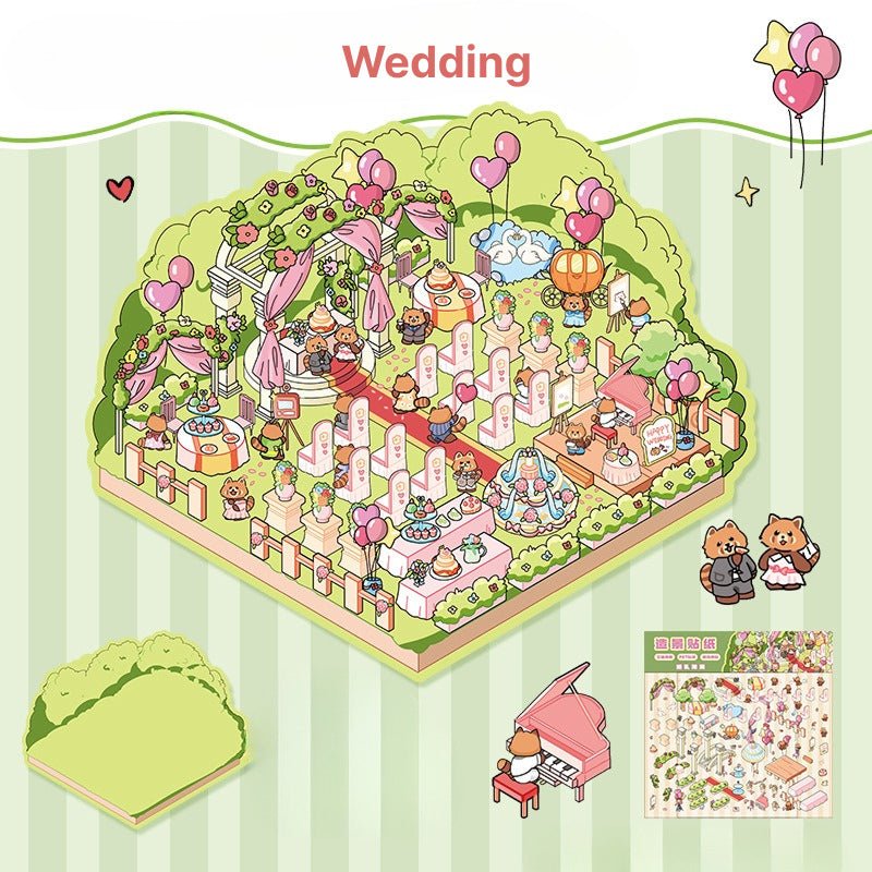 Big Size | Wedding Theme | Scene Art 15.0 Series | Sticker Scene, 3D Miniature Scene Stickers, Stress - relief DIY stickers, Scene - setting Stickers - YYBB ART