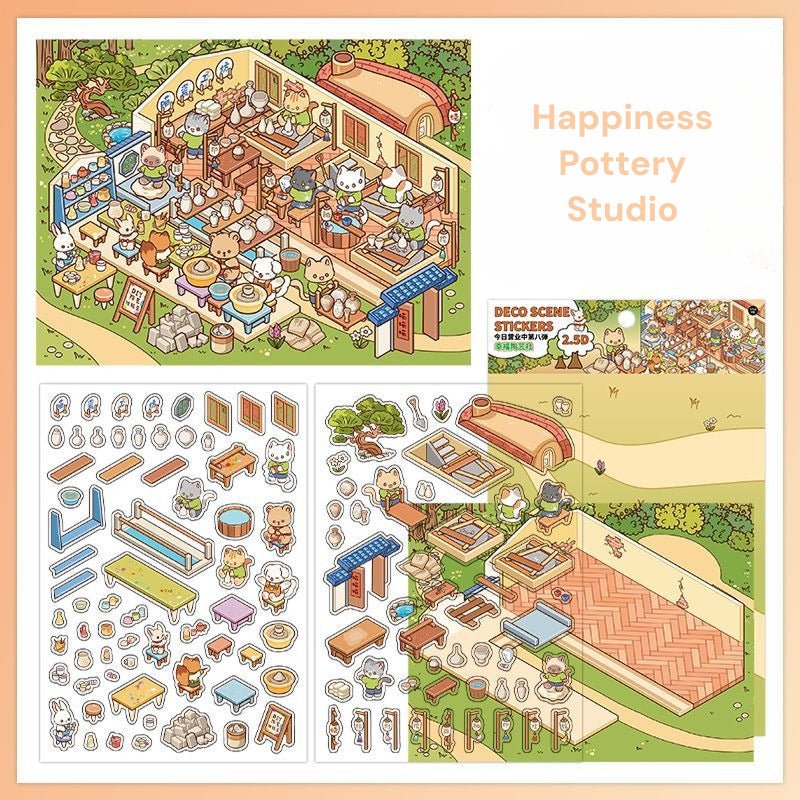 Open Today Series 8.0 | Big Size | Sticker Scene, 3D Miniature Scene Stickers, Stress - Relief DIY Stickers, Scene - Setting Stickers - YYBB ART