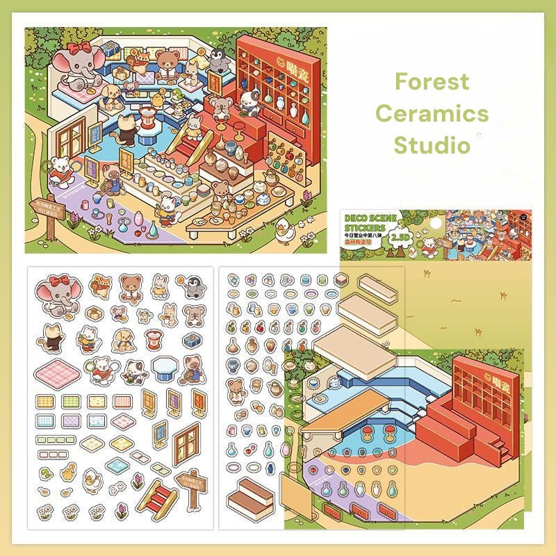 Open Today Series 8.0 | Big Size | Sticker Scene, 3D Miniature Scene Stickers, Stress - Relief DIY Stickers, Scene - Setting Stickers - YYBB ART