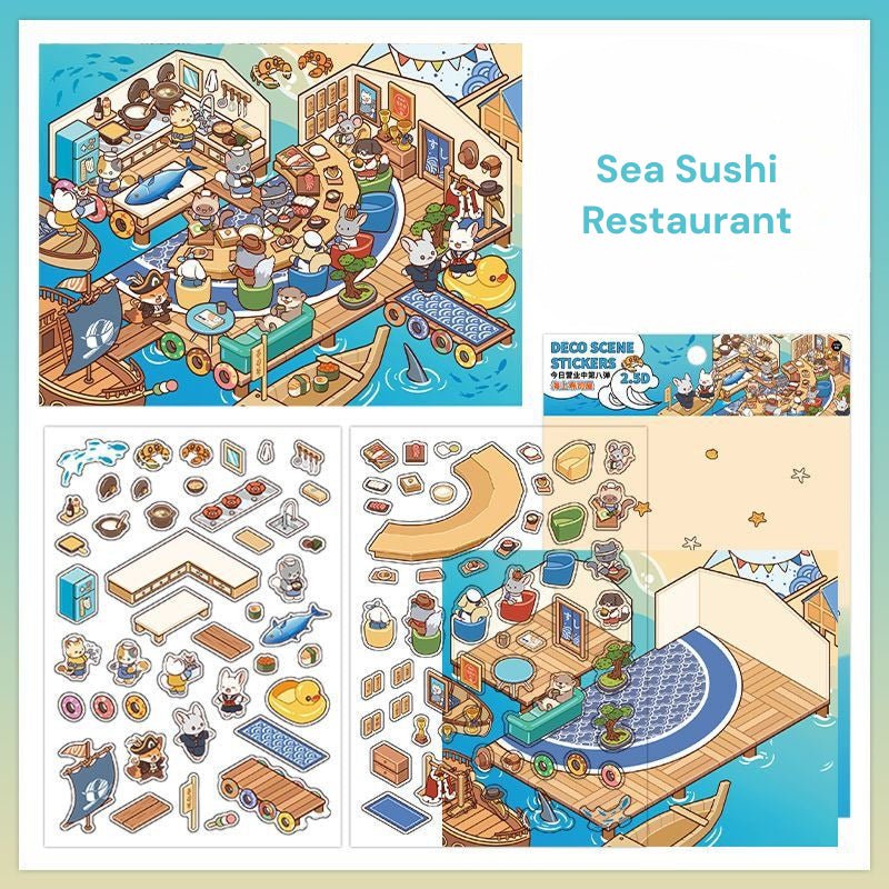 Open Today Series 8.0 | Big Size | Sticker Scene, 3D Miniature Scene Stickers, Stress - Relief DIY Stickers, Scene - Setting Stickers - YYBB ART