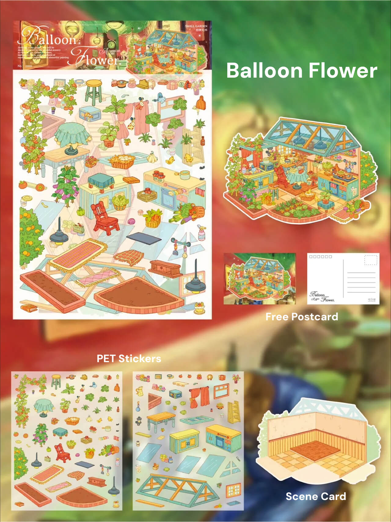Scene Garden Series 1.0 | Sticker Scene, 3D Miniature Scene Stickers, Stress - Relief DIY Stickers, Scene - Setting Stickers - YYBB ART