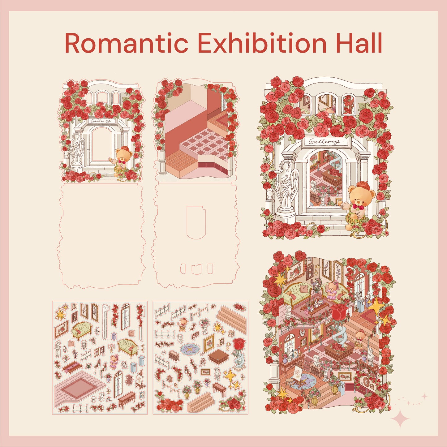 Björn Tema | Scene Joy Serie 7.0 | Sticker Scen, 3D Miniatyrscen Stickers, Stressavlastande DIY Stickers, Scenuppställnings Stickers, DIY Sticker