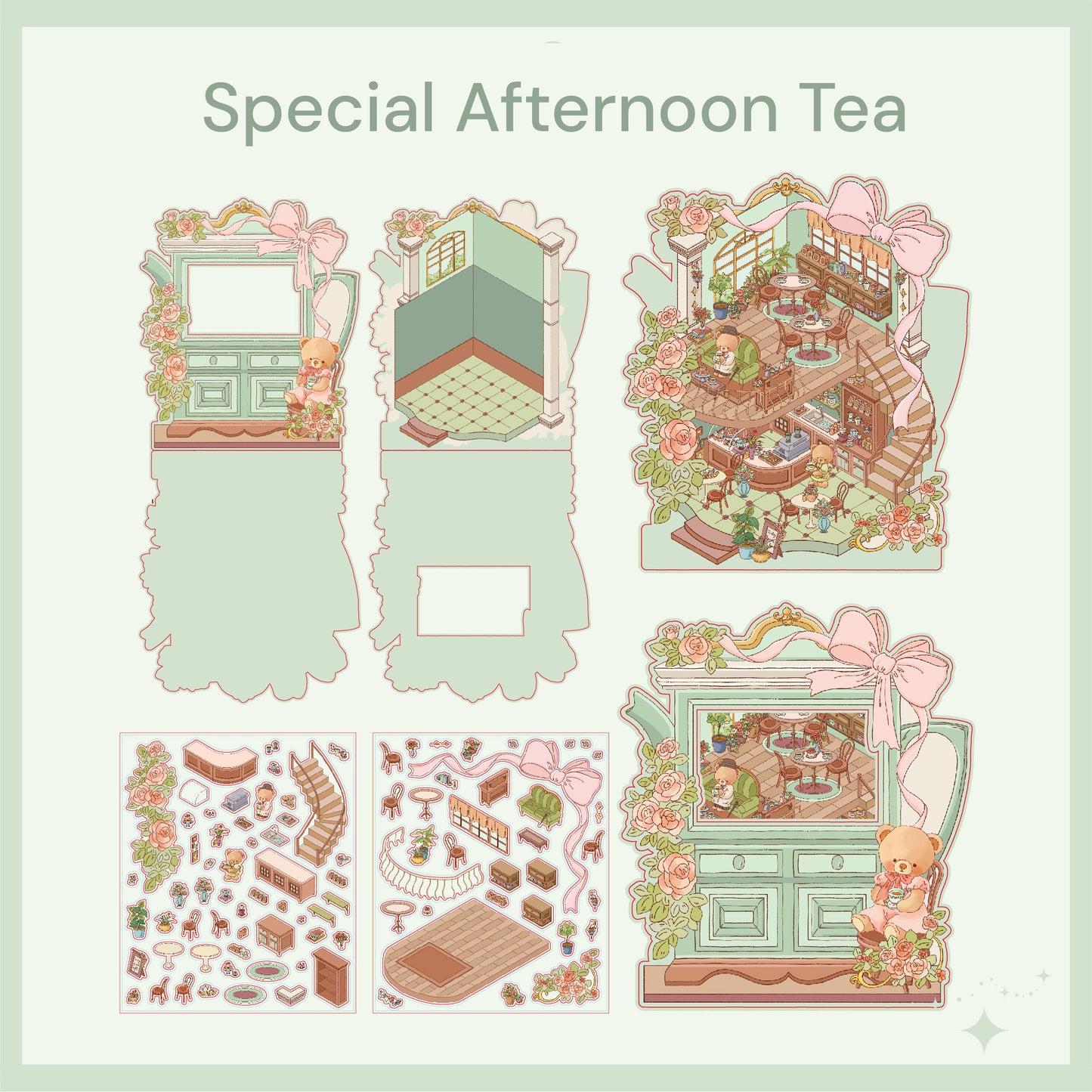 Björn Tema | Scene Joy Serie 7.0 | Sticker Scen, 3D Miniatyrscen Stickers, Stressavlastande DIY Stickers, Scenuppställnings Stickers, DIY Sticker