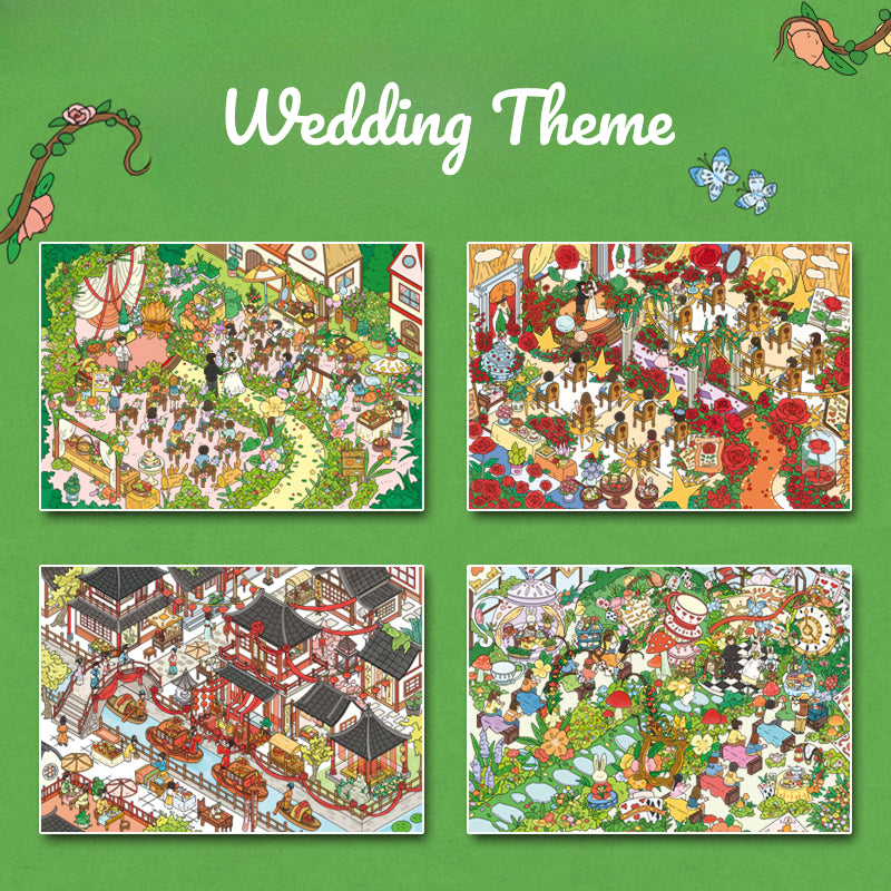 ウェディングテーマ | ビッグサイズ | Scene Time 14.0シリーズ、ステッカーシーン、3Dミニチュアシーンステッカー、ストレス解消DIYステッカー、シーン設定ステッカー、DIYステッカー