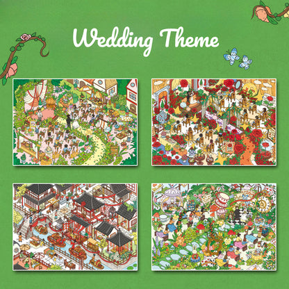 ウェディングテーマ | ビッグサイズ | Scene Time 14.0シリーズ、ステッカーシーン、3Dミニチュアシーンステッカー、ストレス解消DIYステッカー、シーン設定ステッカー、DIYステッカー
