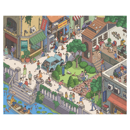 Ein Tag auf dem Stadtplatz | Pocket Scene Serie 14.0 | Sticker Szene, 3D Miniatur-Szenen Sticker, Stressabbau DIY Sticker, Szenen-Gestaltung Sticker, DIY Sticker