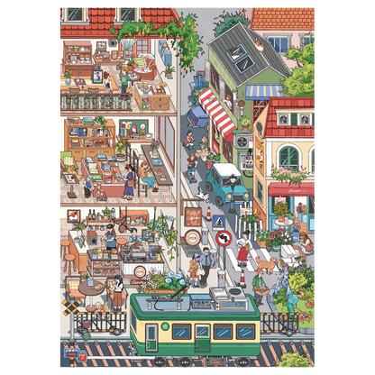 Ein Tag auf dem Stadtplatz | Pocket Scene Serie 14.0 | Sticker Szene, 3D Miniatur-Szenen Sticker, Stressabbau DIY Sticker, Szenen-Gestaltung Sticker, DIY Sticker