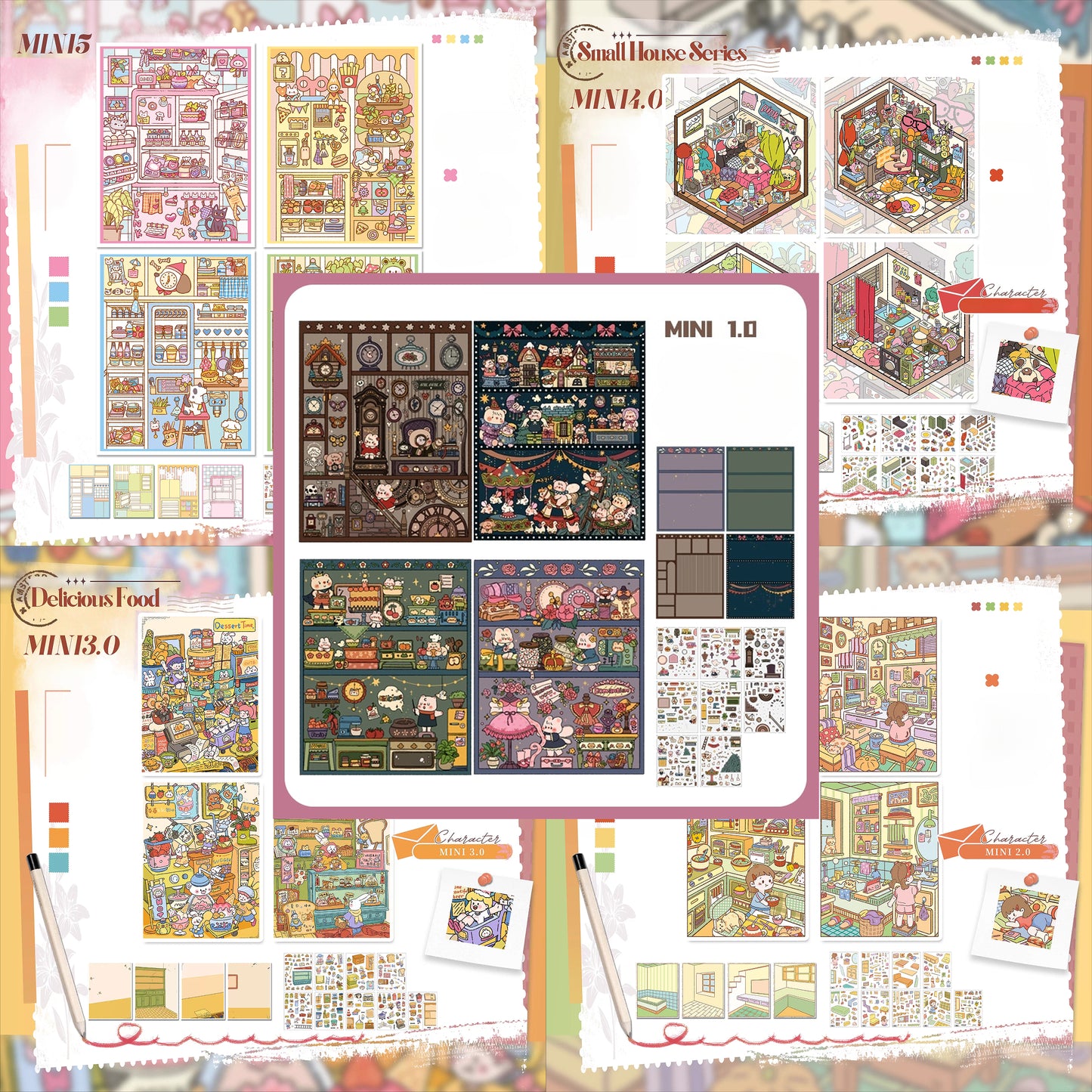 Mini Style, Scene More 11.0 Series, Adesivi per Scenografie, Adesivi 3D per Miniscene, Adesivi DIY Anti-Stress, Adesivi per Impostare Scene, Adesivi DIY