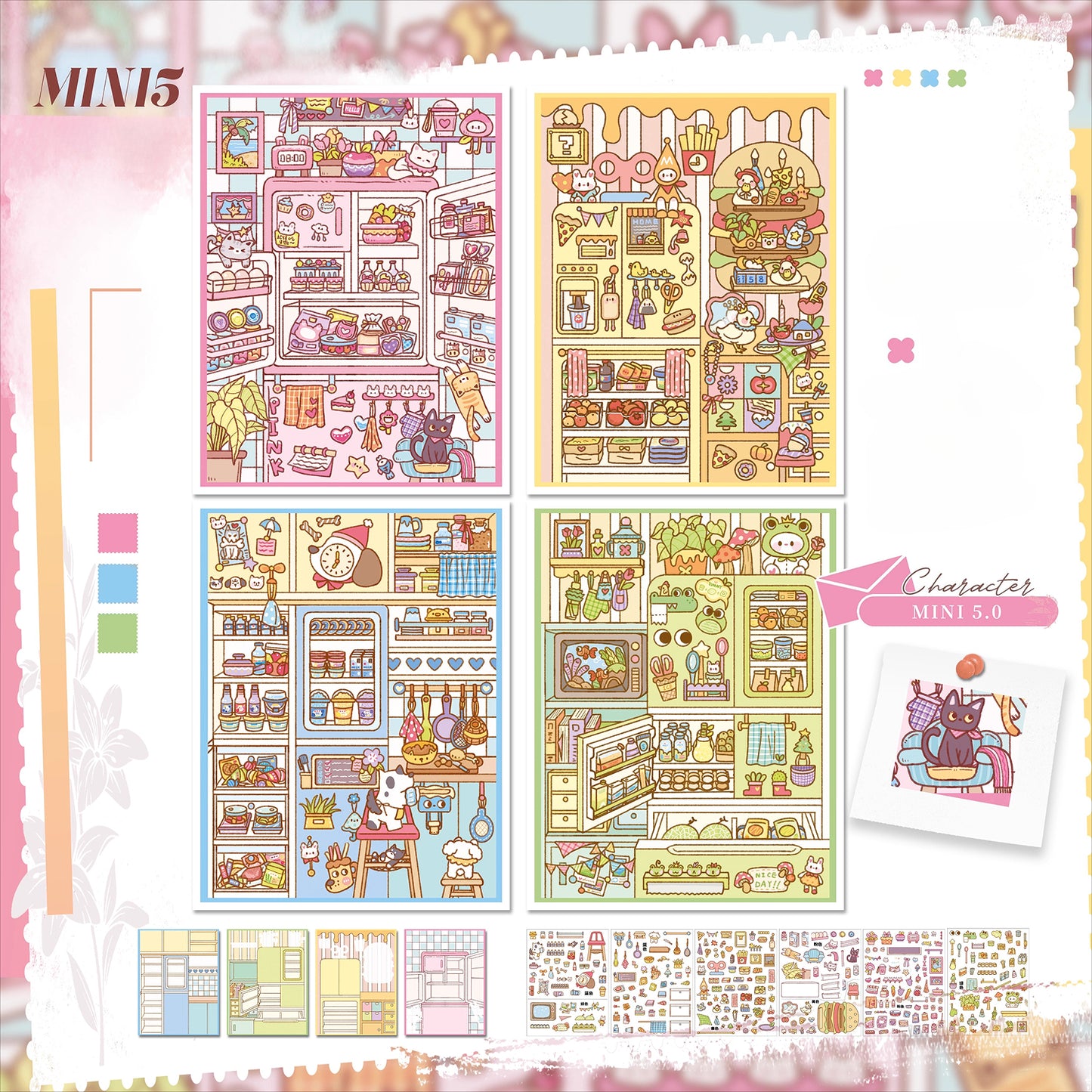 Mini Style, Scene More 11.0 Series, Adesivi per Scenografie, Adesivi 3D per Miniscene, Adesivi DIY Anti-Stress, Adesivi per Impostare Scene, Adesivi DIY