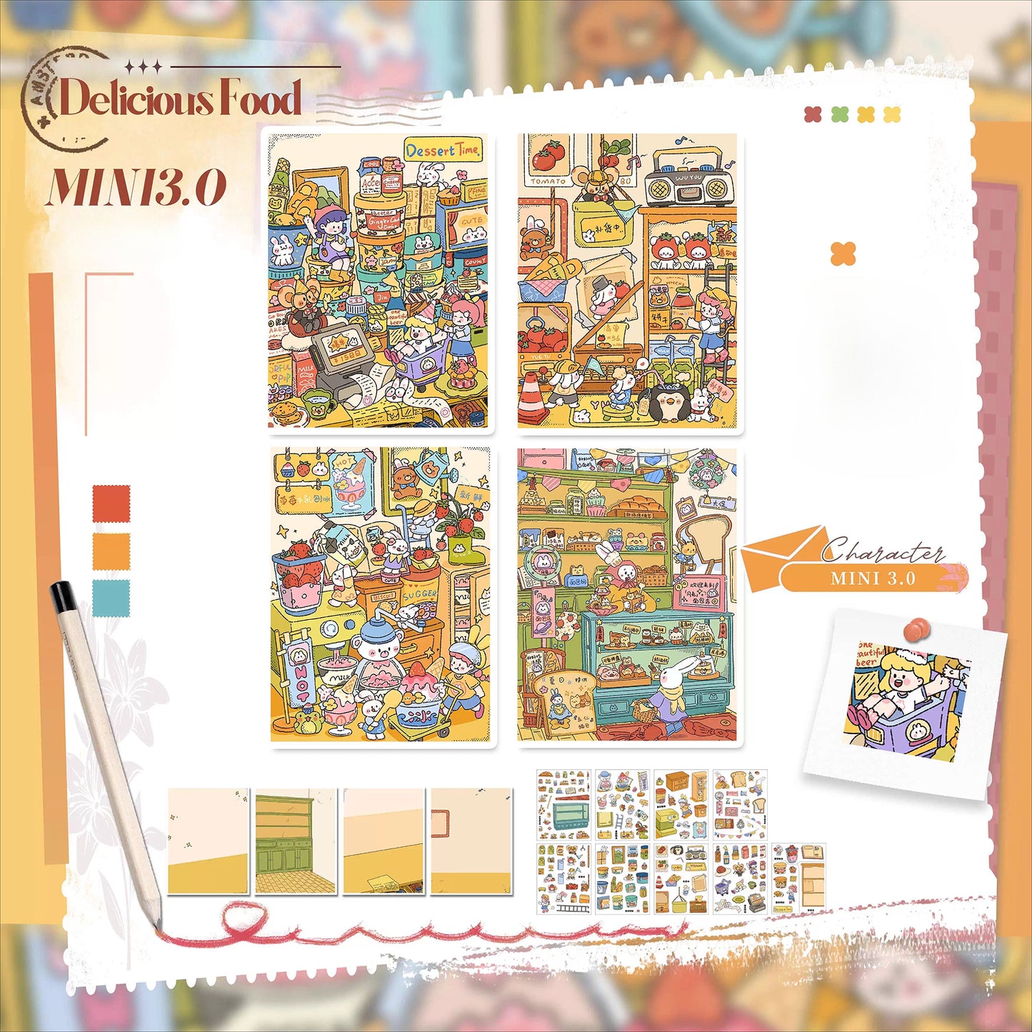 Mini Style, Scene More 11.0 Series, Adesivi per Scenografie, Adesivi 3D per Miniscene, Adesivi DIY Anti-Stress, Adesivi per Impostare Scene, Adesivi DIY