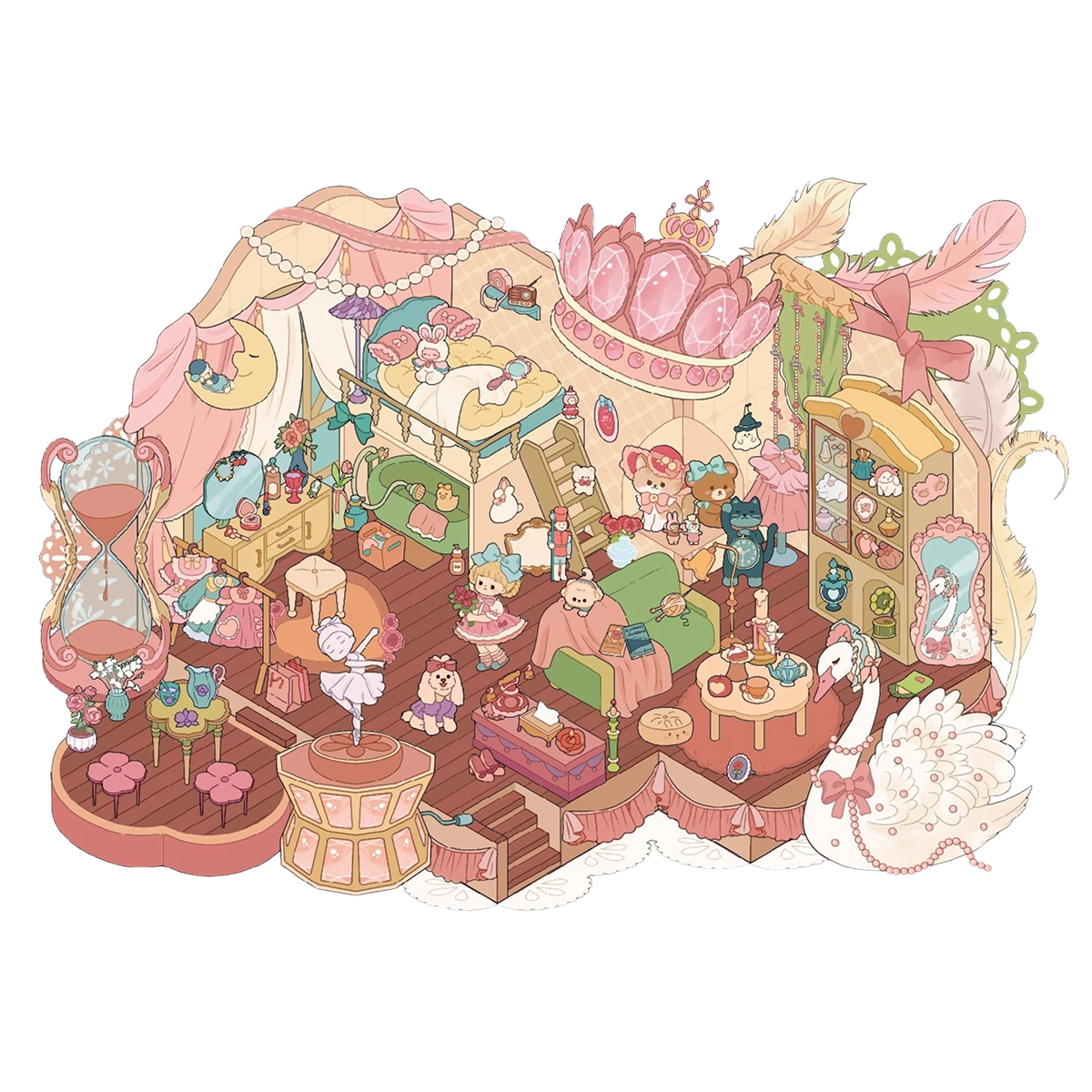 Pokłon Róży | Scene Garden Seria 7.0 | Naklejki Sceniczne, 3D Naklejki Miniaturowe Sceny, Naklejki DIY Przeciwlękowe, Naklejki Do Tworzenia Sceny, Naklejki DIY