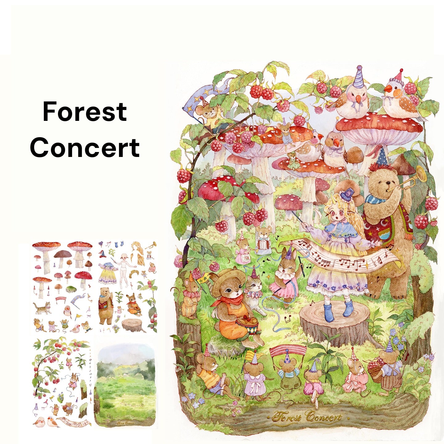 Ręcznie Narysowana Scena | Scene Garden Seria 8.0 | Naklejki Sceny, 3D Naklejki Miniatur Sceny, Naklejki DIY Przeciwlękowe, Naklejki Do Ustawiany Sceny, Naklejki DIY