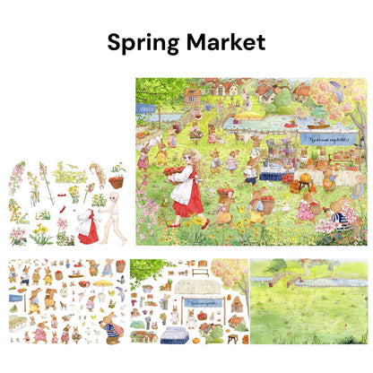 Ręcznie Narysowana Scena | Scene Garden Seria 8.0 | Naklejki Sceny, 3D Naklejki Miniatur Sceny, Naklejki DIY Przeciwlękowe, Naklejki Do Ustawiany Sceny, Naklejki DIY