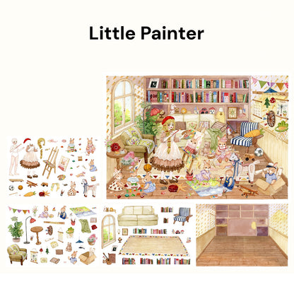 Ręcznie Narysowana Scena | Scene Garden Seria 8.0 | Naklejki Sceny, 3D Naklejki Miniatur Sceny, Naklejki DIY Przeciwlękowe, Naklejki Do Ustawiany Sceny, Naklejki DIY