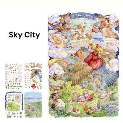 Ręcznie Narysowana Scena | Scene Garden Seria 8.0 | Naklejki Sceny, 3D Naklejki Miniatur Sceny, Naklejki DIY Przeciwlękowe, Naklejki Do Ustawiany Sceny, Naklejki DIY