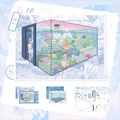 보헤미안과 디저트 | 씬 가든 9.0 시리즈 | 스티커 씬, 3D 미니어처 씬 스티커, 스트레스 해소 DIY 스티커, 씬 설정 스티커, DIY 스티커