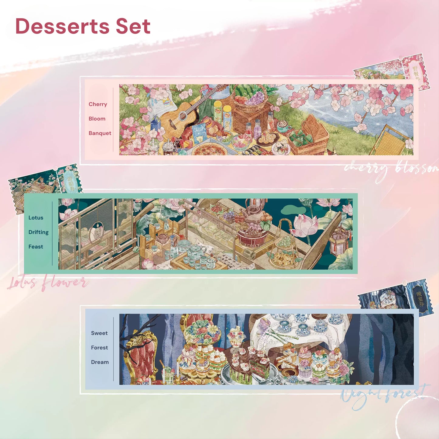 보헤미안과 디저트 | 씬 가든 9.0 시리즈 | 스티커 씬, 3D 미니어처 씬 스티커, 스트레스 해소 DIY 스티커, 씬 설정 스티커, DIY 스티커